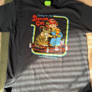 Demon Cat Graphic Black T-Shirt